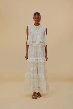 Statement Color Off-White Low Waist Organic Cotton Maxi Skirt