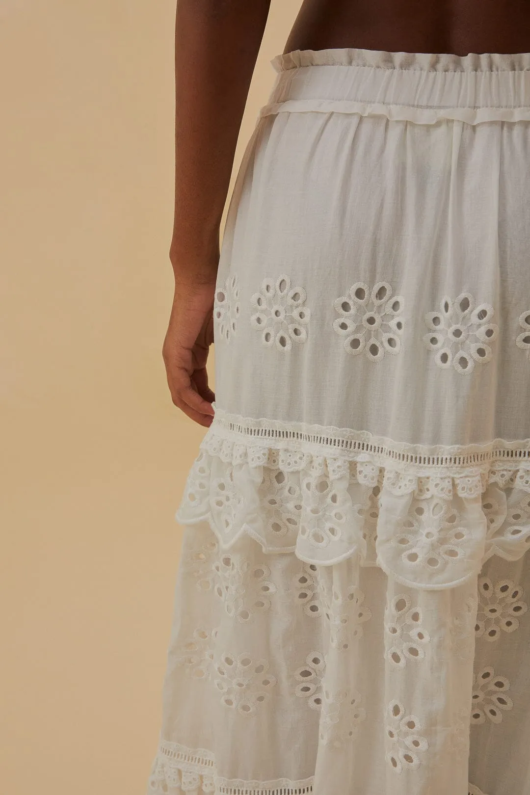 Outfit Combo Off-White Low Waist Organic Cotton Maxi Skirt