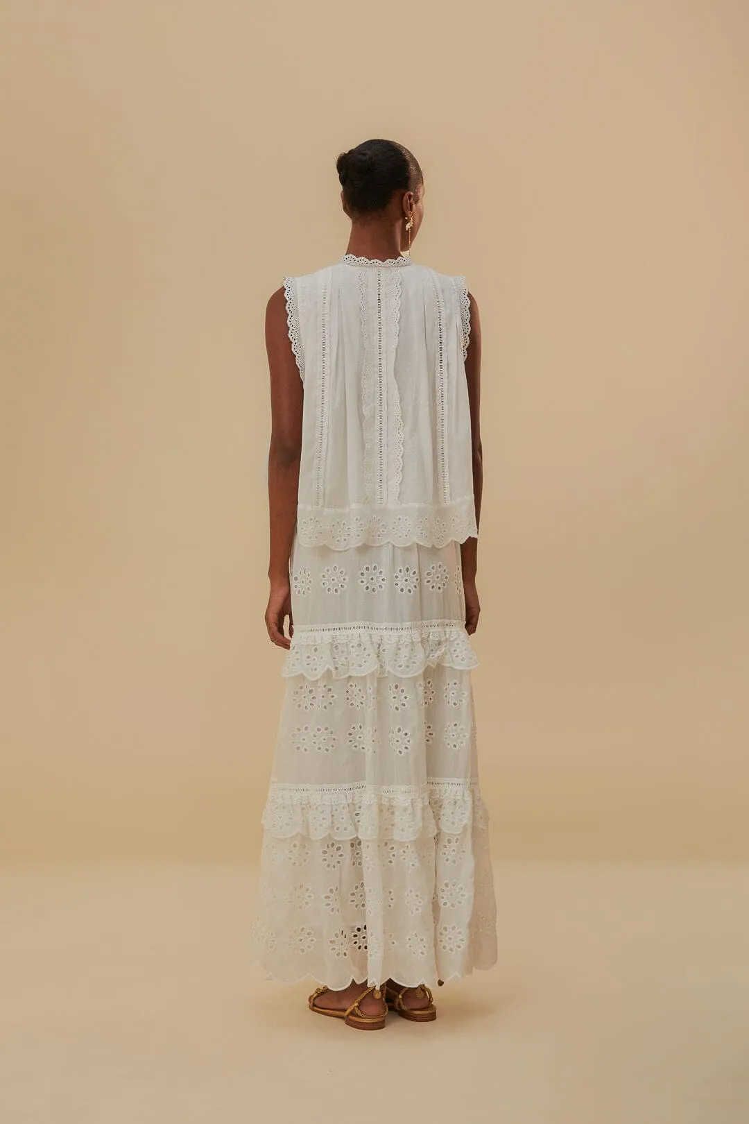 Off-White Low Waist Organic Cotton Maxi Skirt Easy Motion
