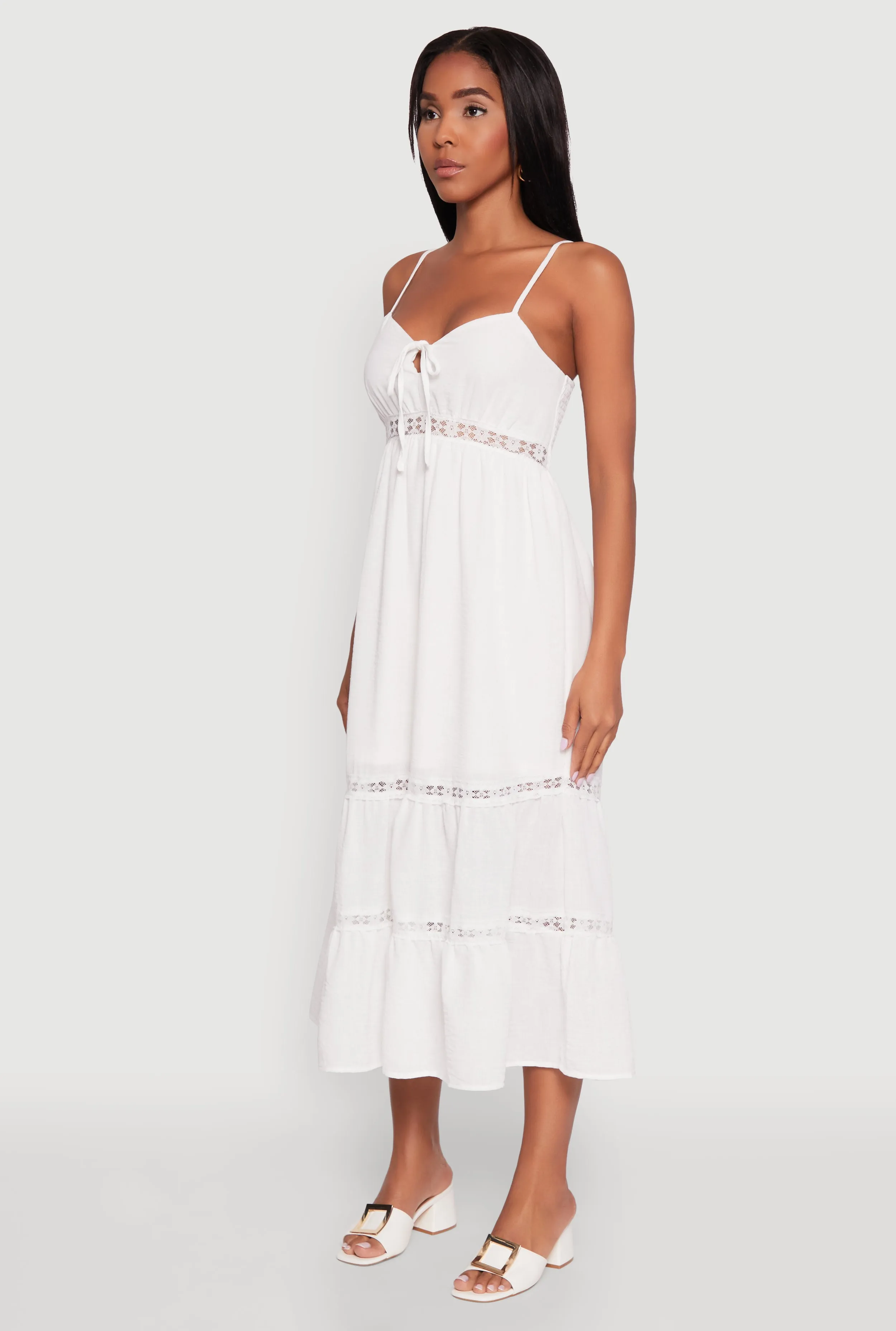 Self expression Haute Monde Gauze Knit Lace Detail Tiered Sundress