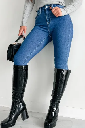 Rainy Day Chill Outfit Nature Lover Work Friendly Alicent High Rise Skinny Ankle Kancan Jeans (Medium)