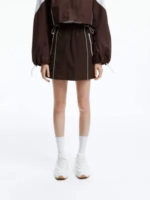 Drawstring Waist Mini Skirt Simple Layers