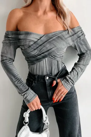 Urban Charming Kora Off The Shoulder Bodysuit (Black/Grey)