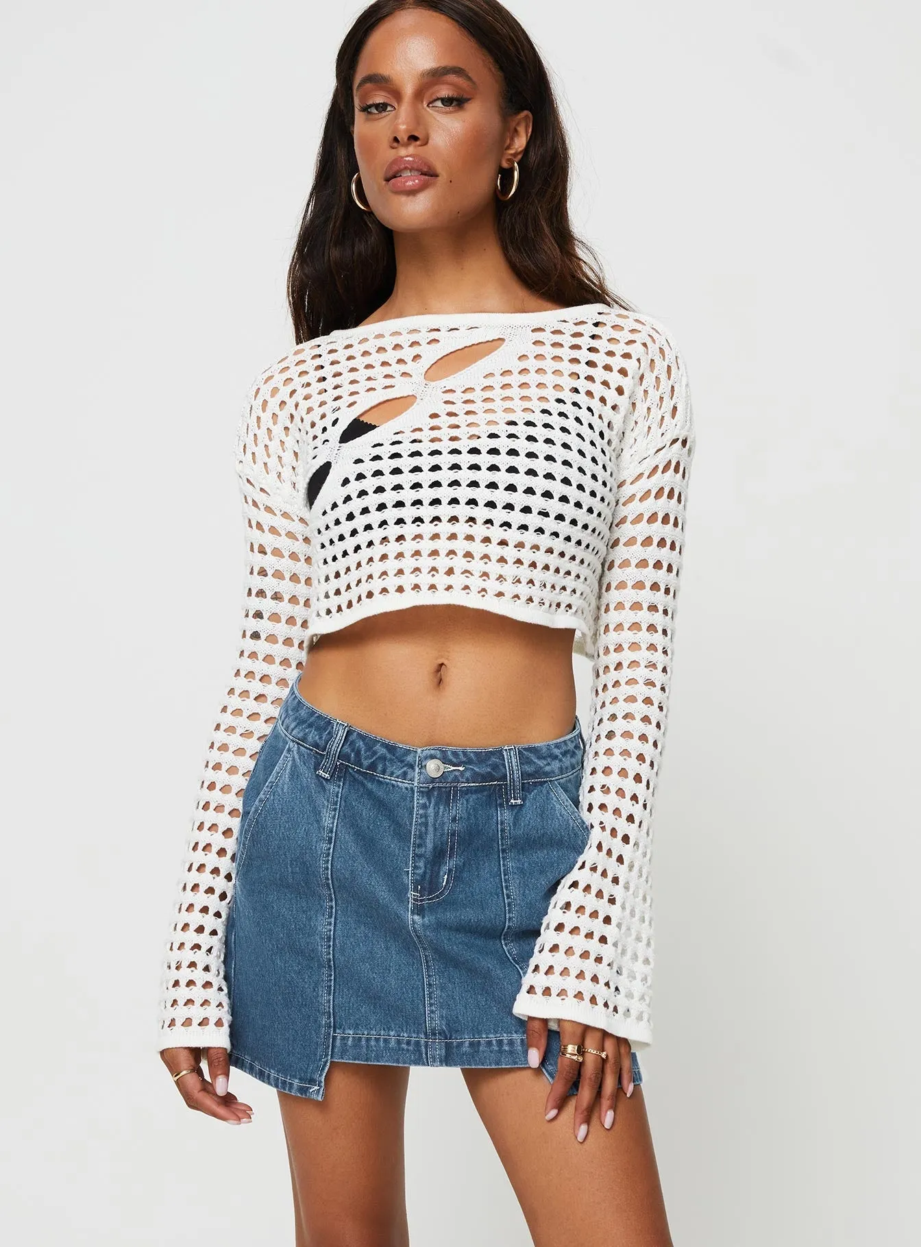 A line Trevina Denim Mini Skirt Mid Wash