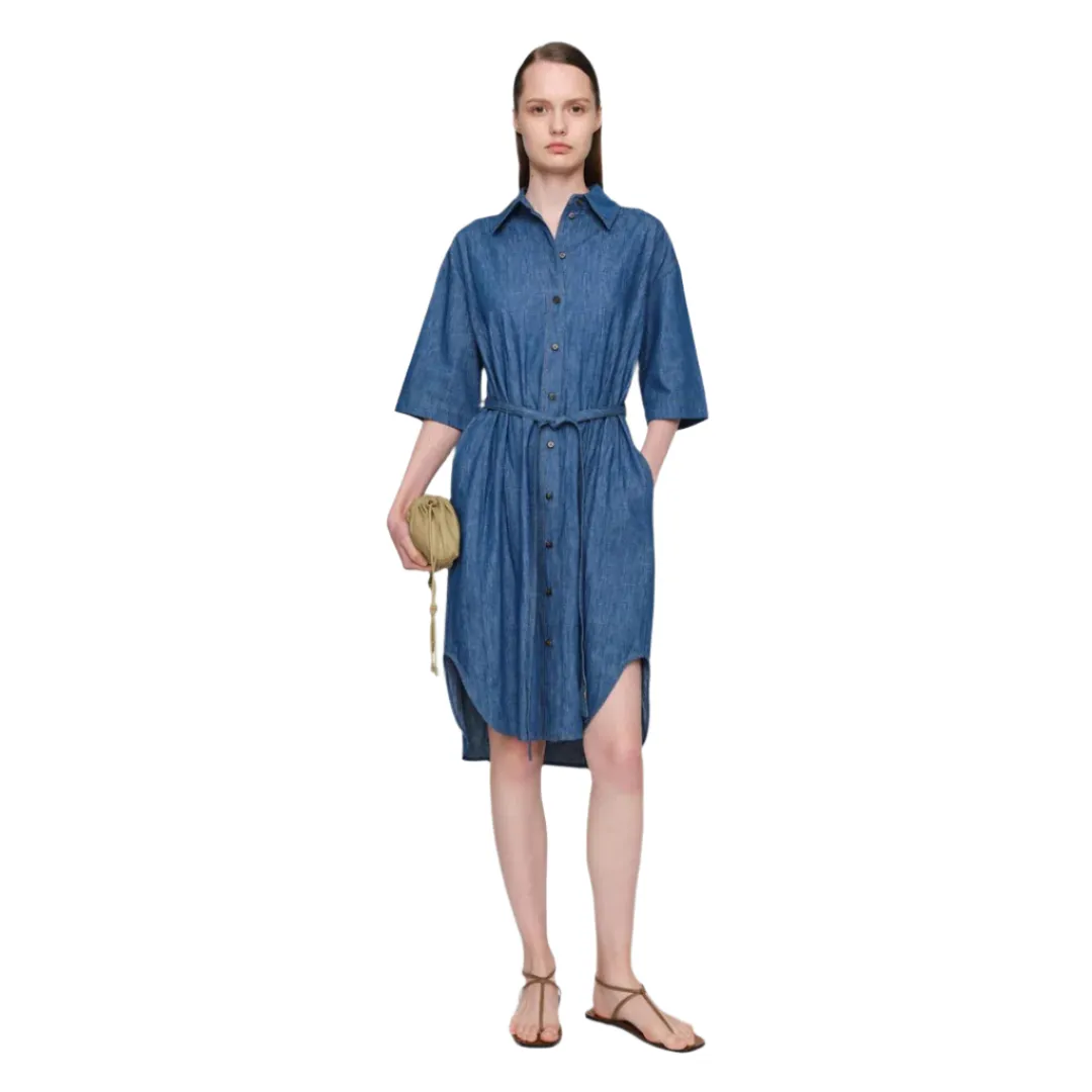 Frost Glow Blue Denim Linen Denim Dress