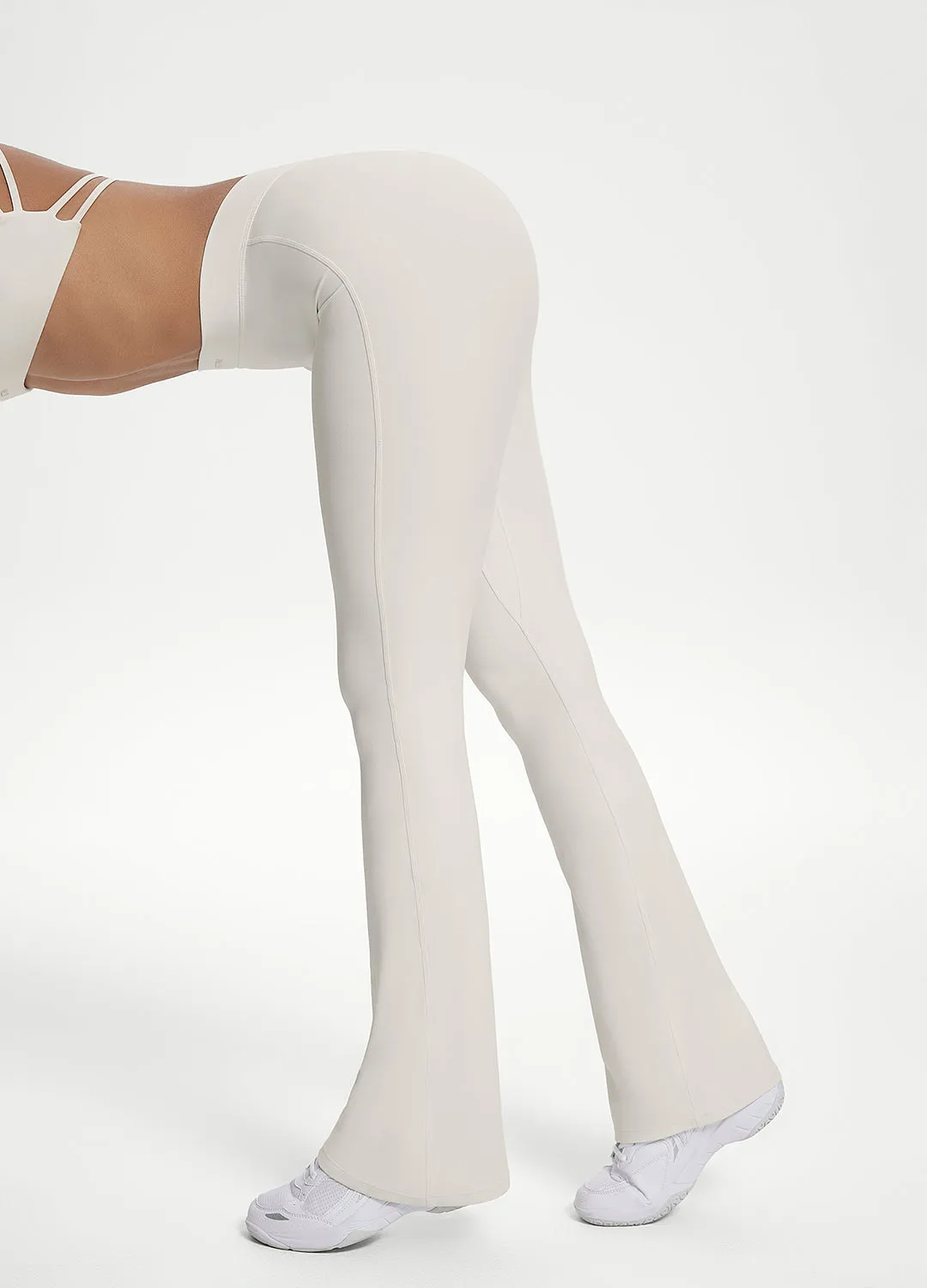Scrunch Back Flared Leggings Wrinkle Resistant Summer Wear
