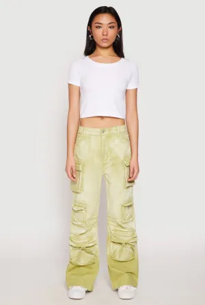 Minimalist Style Festival Outfit Loose Daisy Mineral Wash Cargo Baggy Jeans
