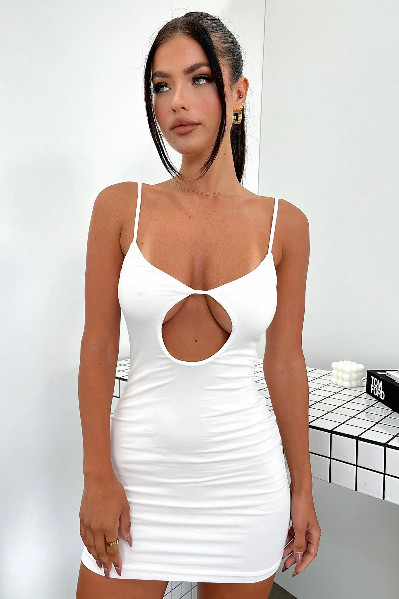 Maya Mini Dress - White High Thread Count Cotton Chic Silhouette