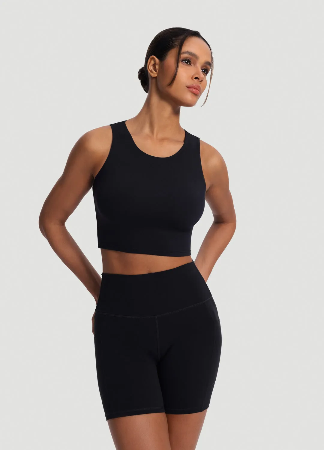 High Neck Cropped Tank Top Sweat Wicking Properties conventional weapons