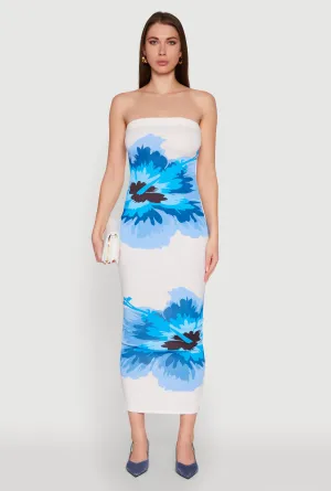 Floral Print Midi Tube Dress Event Chic