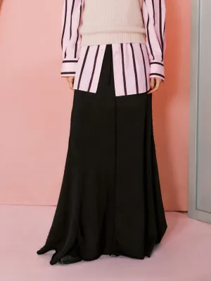 Elegant Feel Texture Play Distressed Detail Maxi Skirt