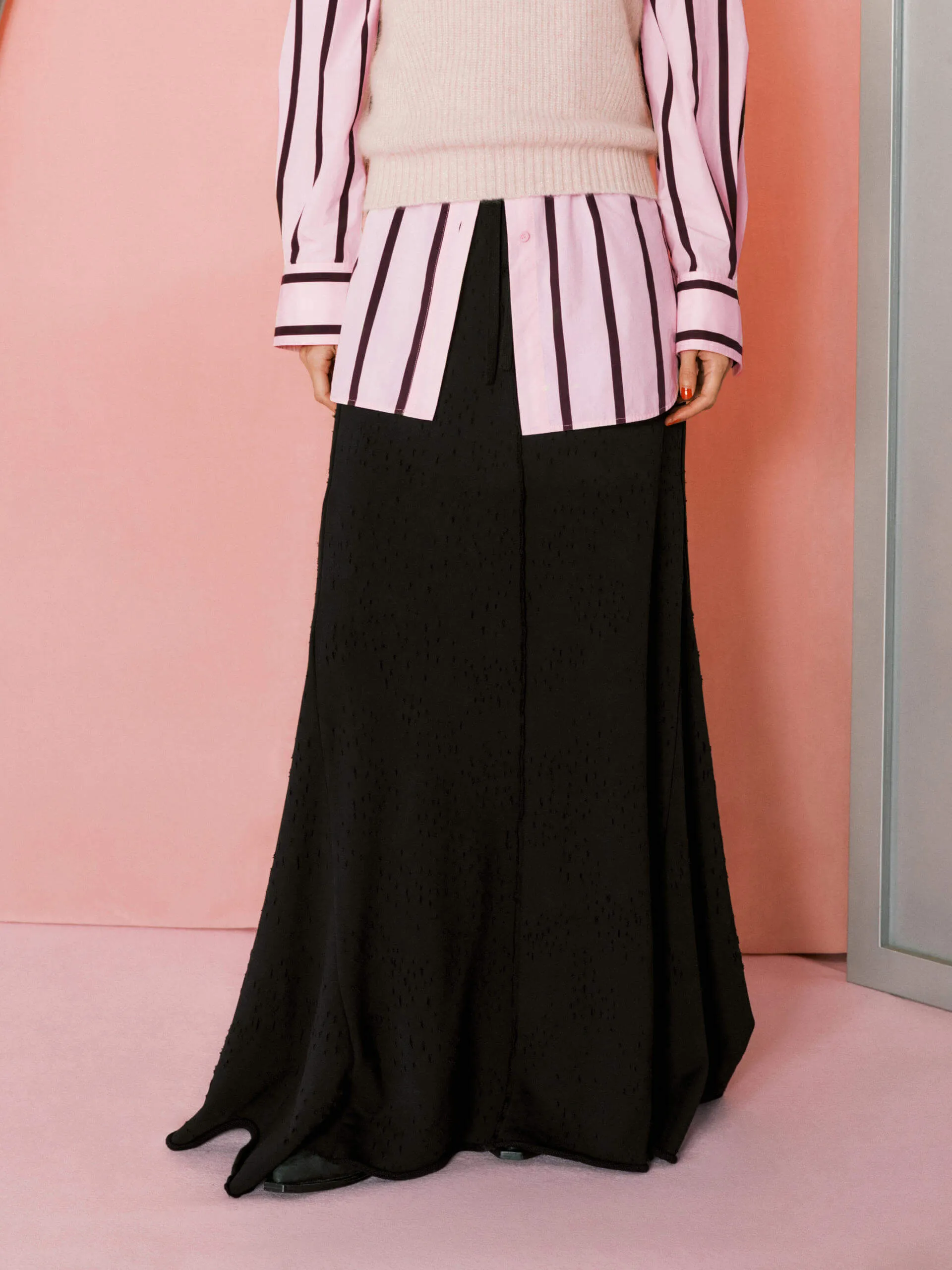 Distressed Detail Maxi Skirt Detachable Tie Basic Layers