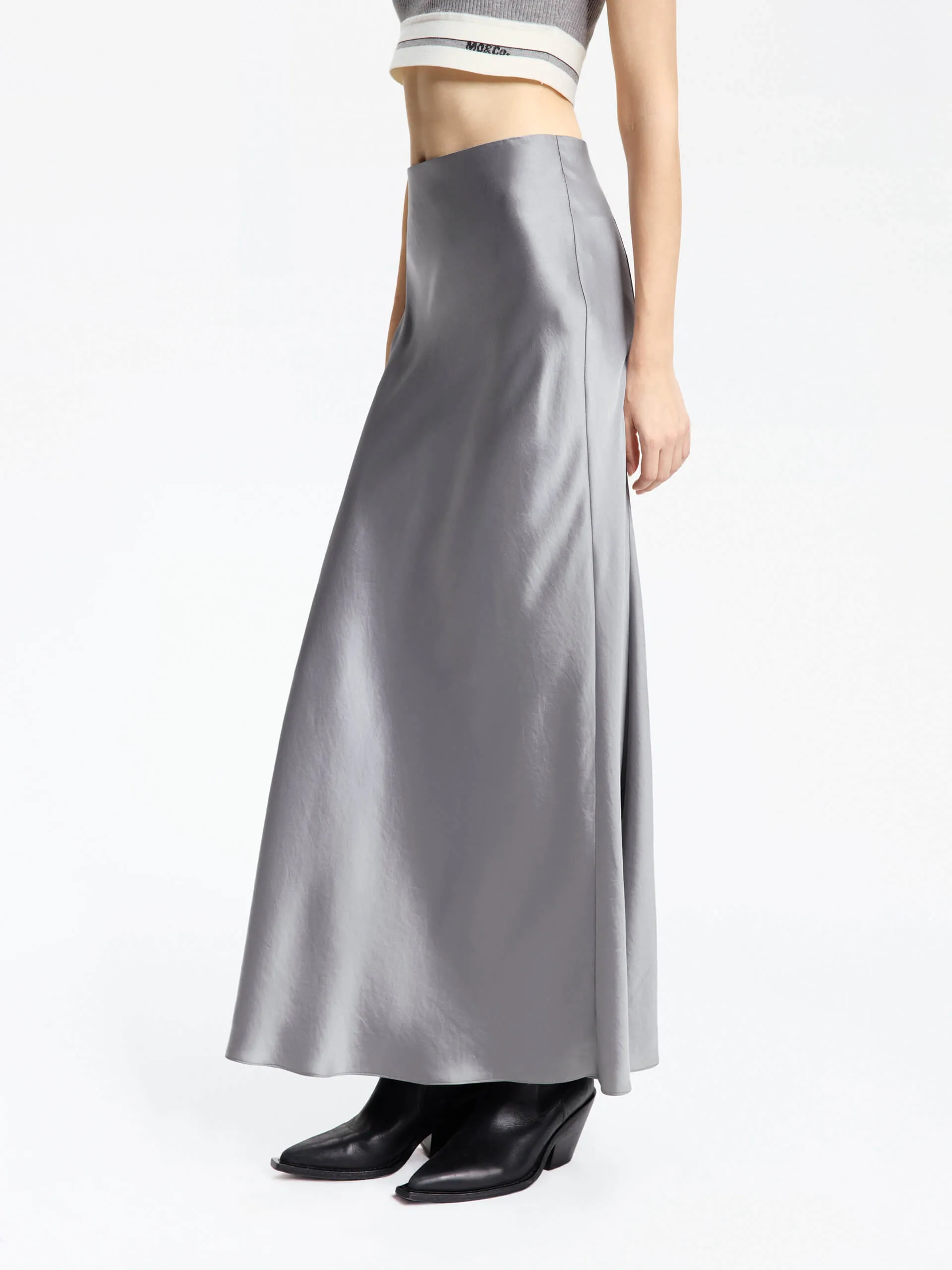 Minimalist fashion Comfy Style High Rise Satin Maxi Skirt