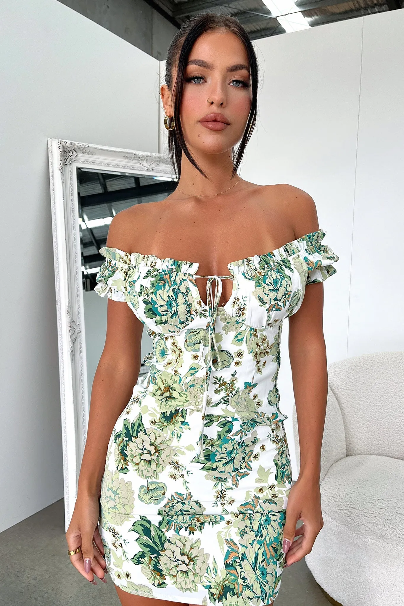 Maisie Dress - Green/White Floral Trend Edge