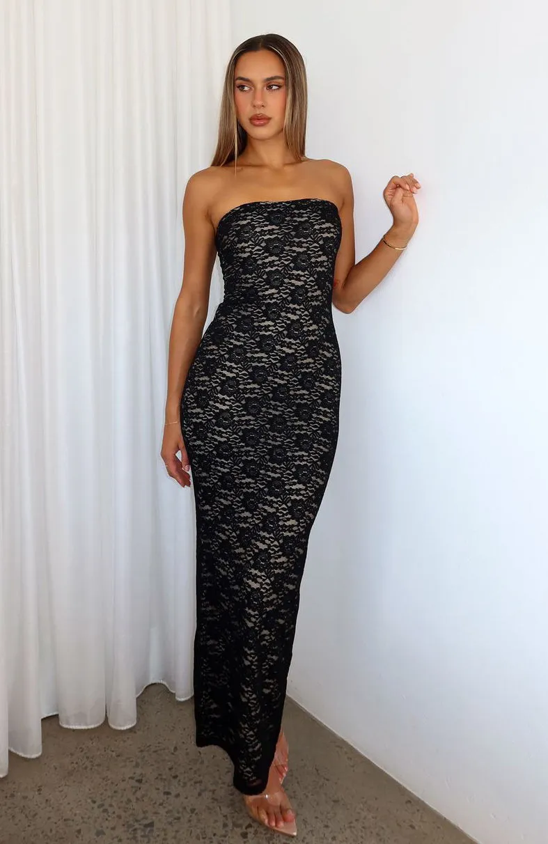CompressionEnhanced Fit SlipResistantWaistband Mad Love Strapless Maxi Dress Black