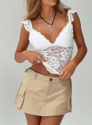 Jadiel Asymmetric Cargo Skort Beige Statement Fashion Structured silhouette