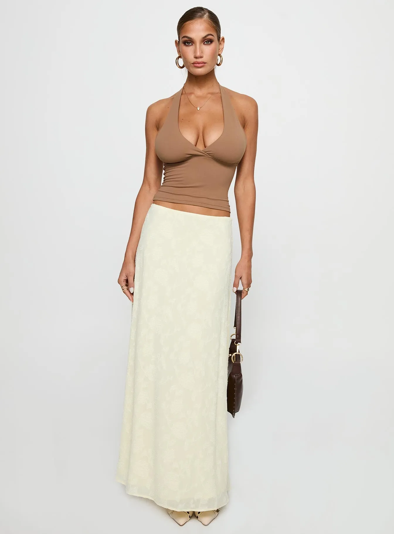 Su Casa Low Waist Maxi Skirt Yellow Comfort Mood Neutral Wear