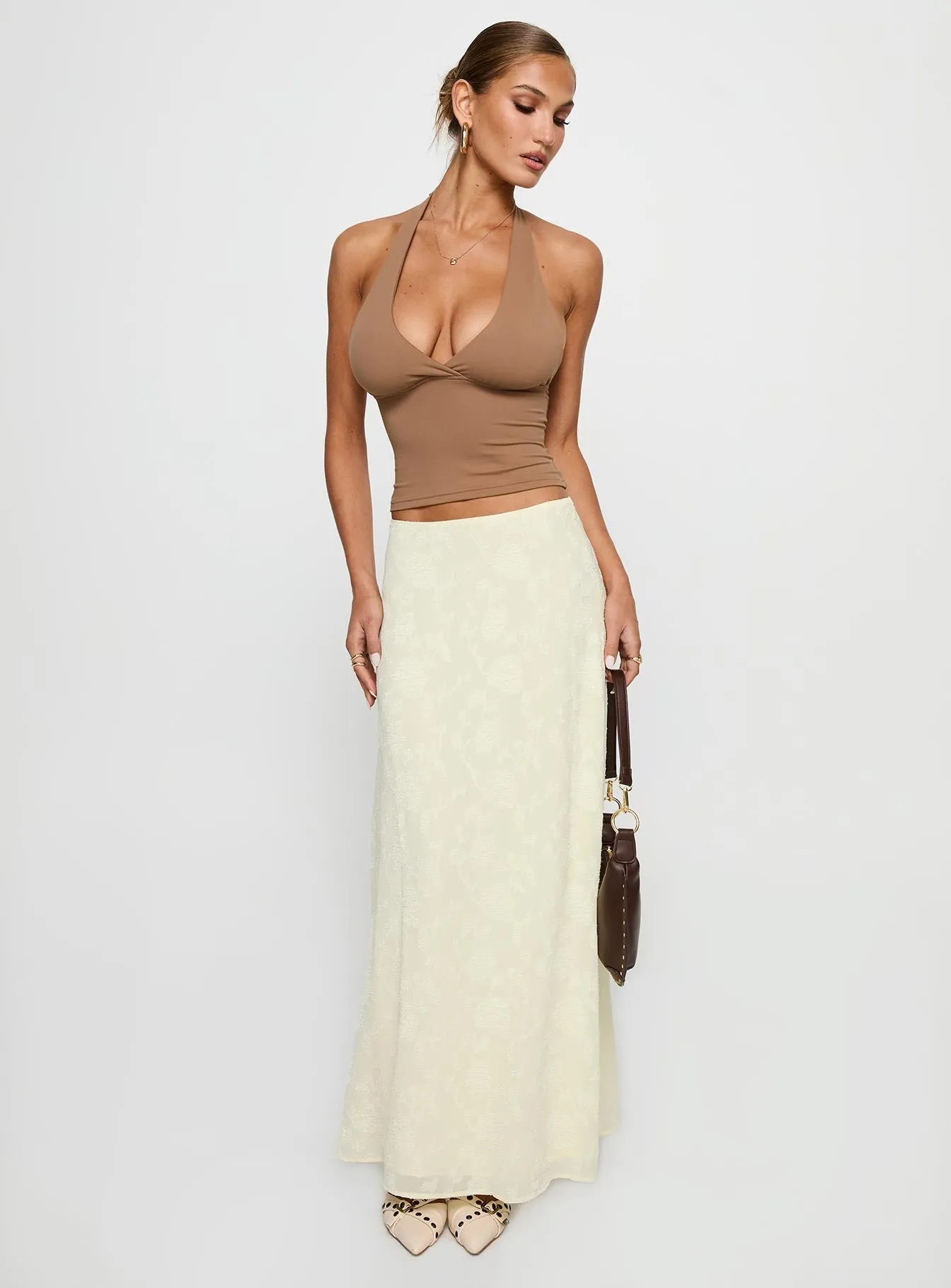 Su Casa Low Waist Maxi Skirt Yellow light feel
