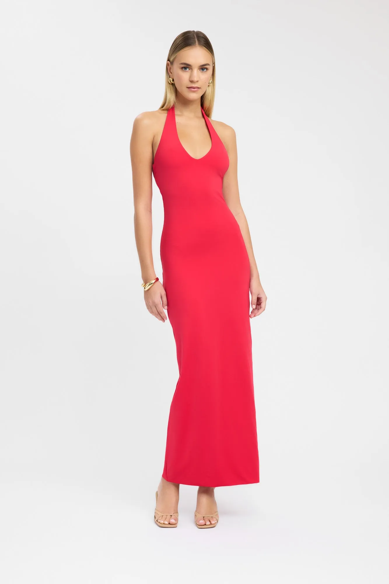 Opaque Tone Durable Reinforcements Stella Halter Maxi Dress