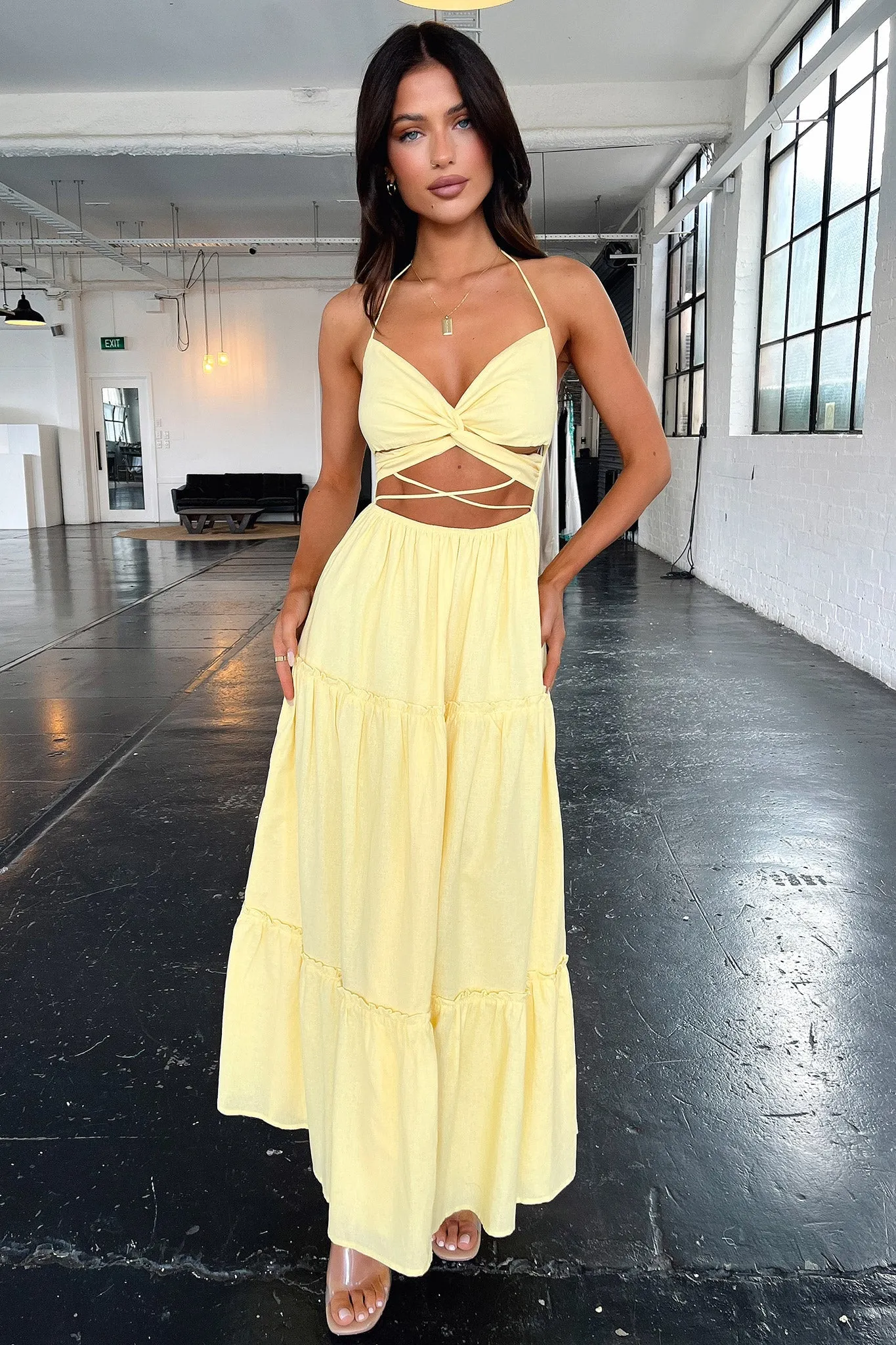 Breeze Path Patch Glow Lucy Maxi Dress - Yellow