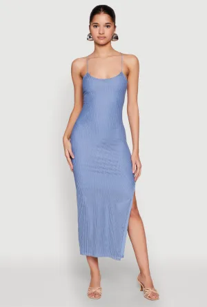 Elegant Attire Relaxed summer midi Iris Lace Up Back Side Slit Cami Dress