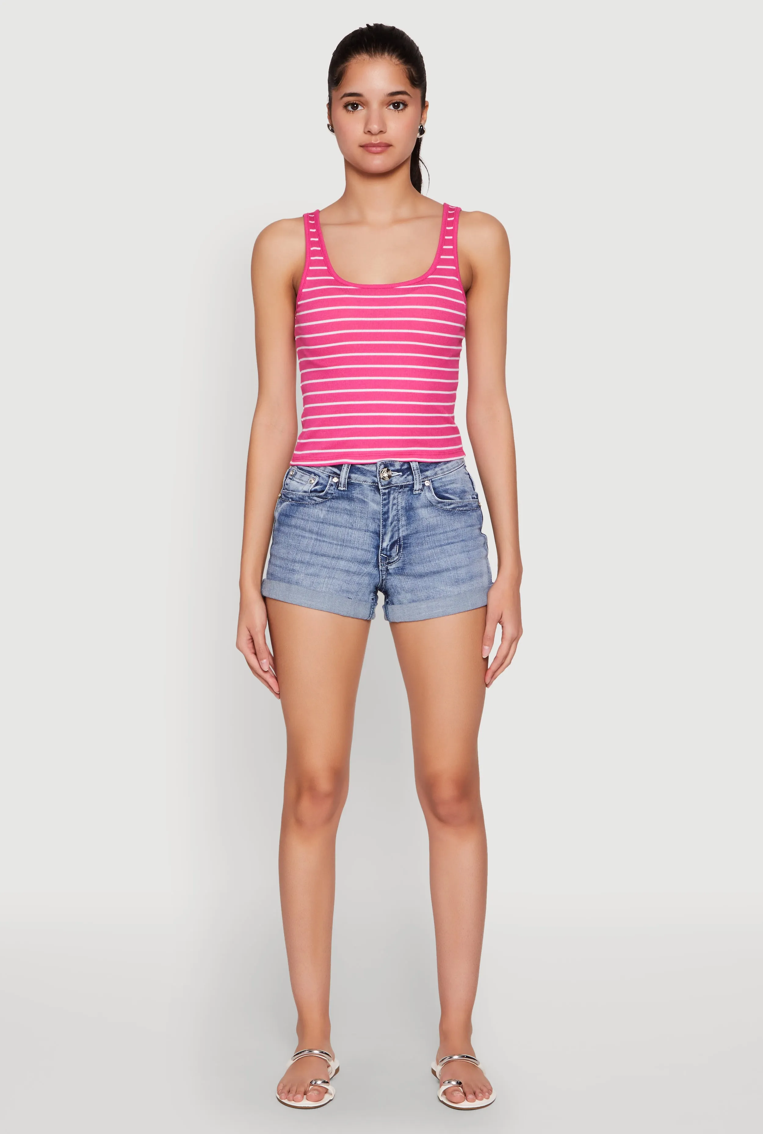 Breathable Design Silk Touch Finish Basic Striped Tank Top