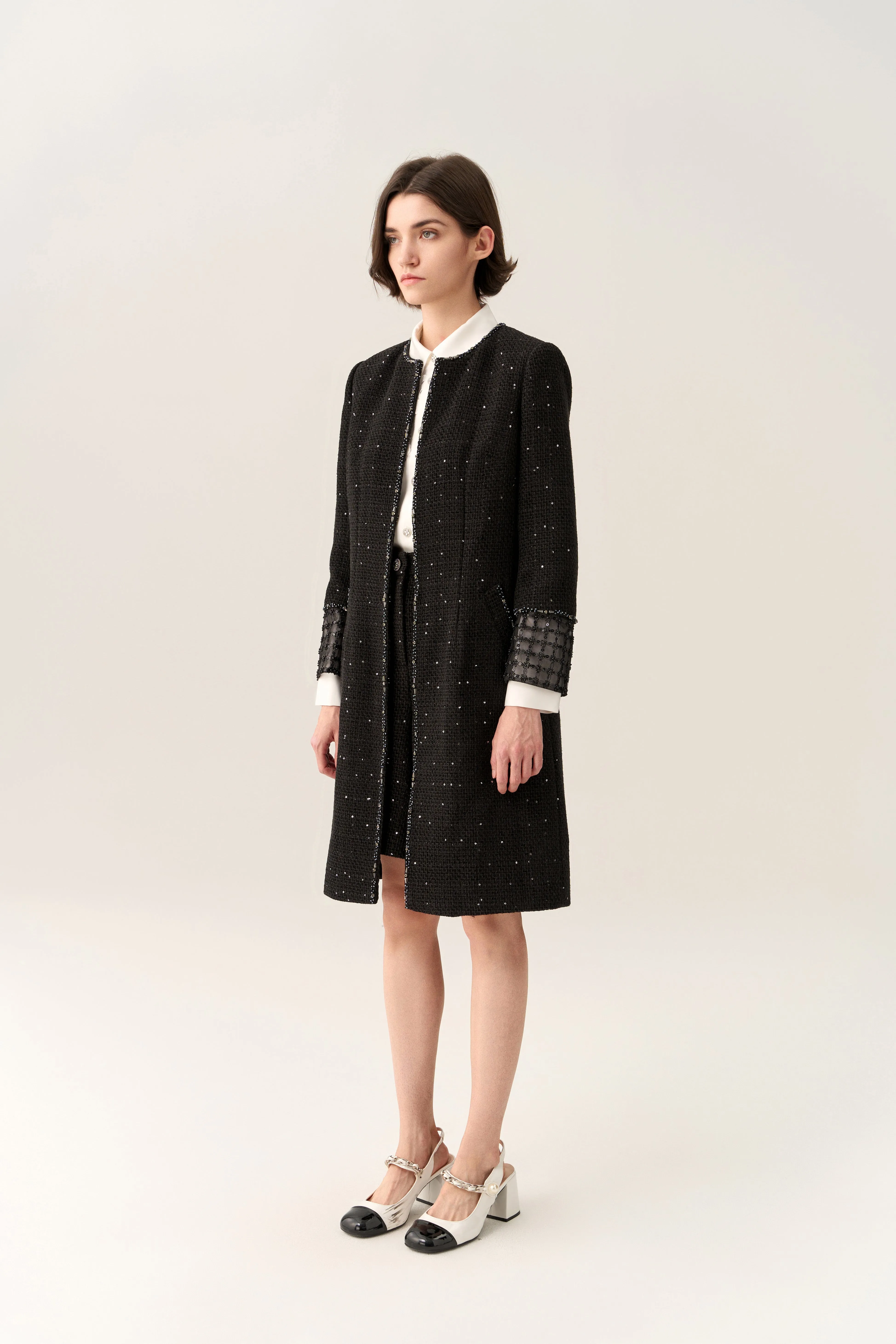 Italian Flair Still Soul Mesh Sleeves Sequin-detail Dress