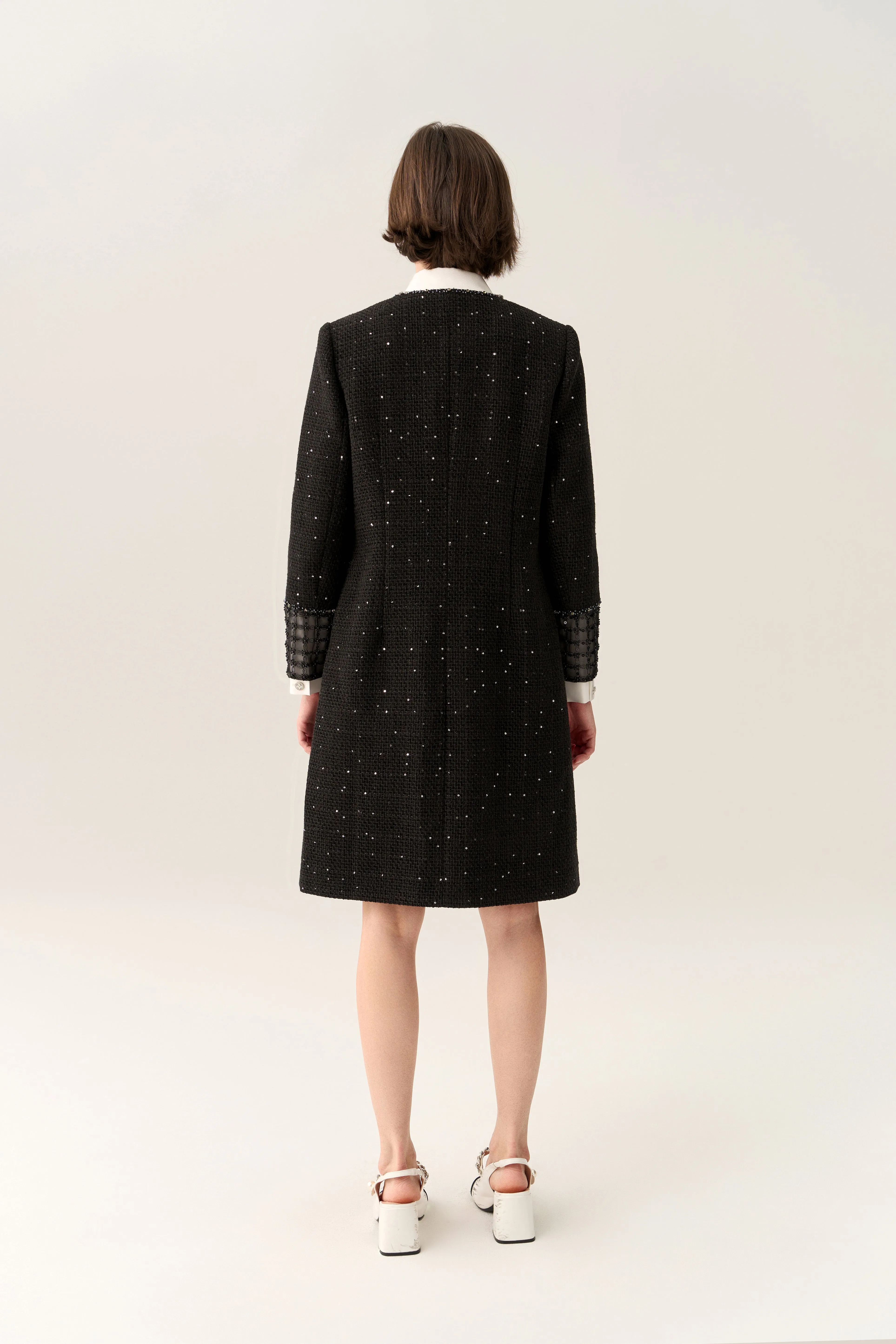 Mesh Sleeves Sequin-detail Dress Serene Ease