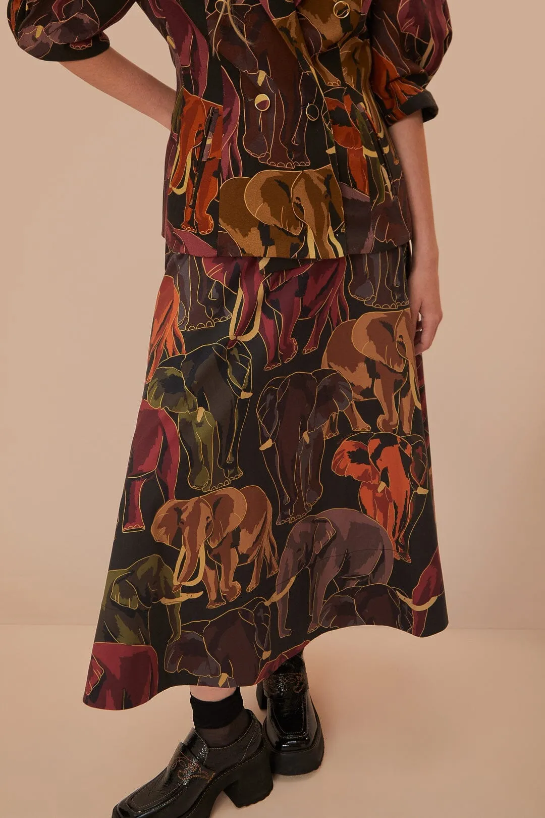 Green Elephants Skirt Floor Length
