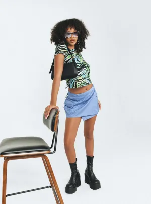 Motel Zephyr Skirt Cotton Drill Blue Hand Stitched Structured Shape