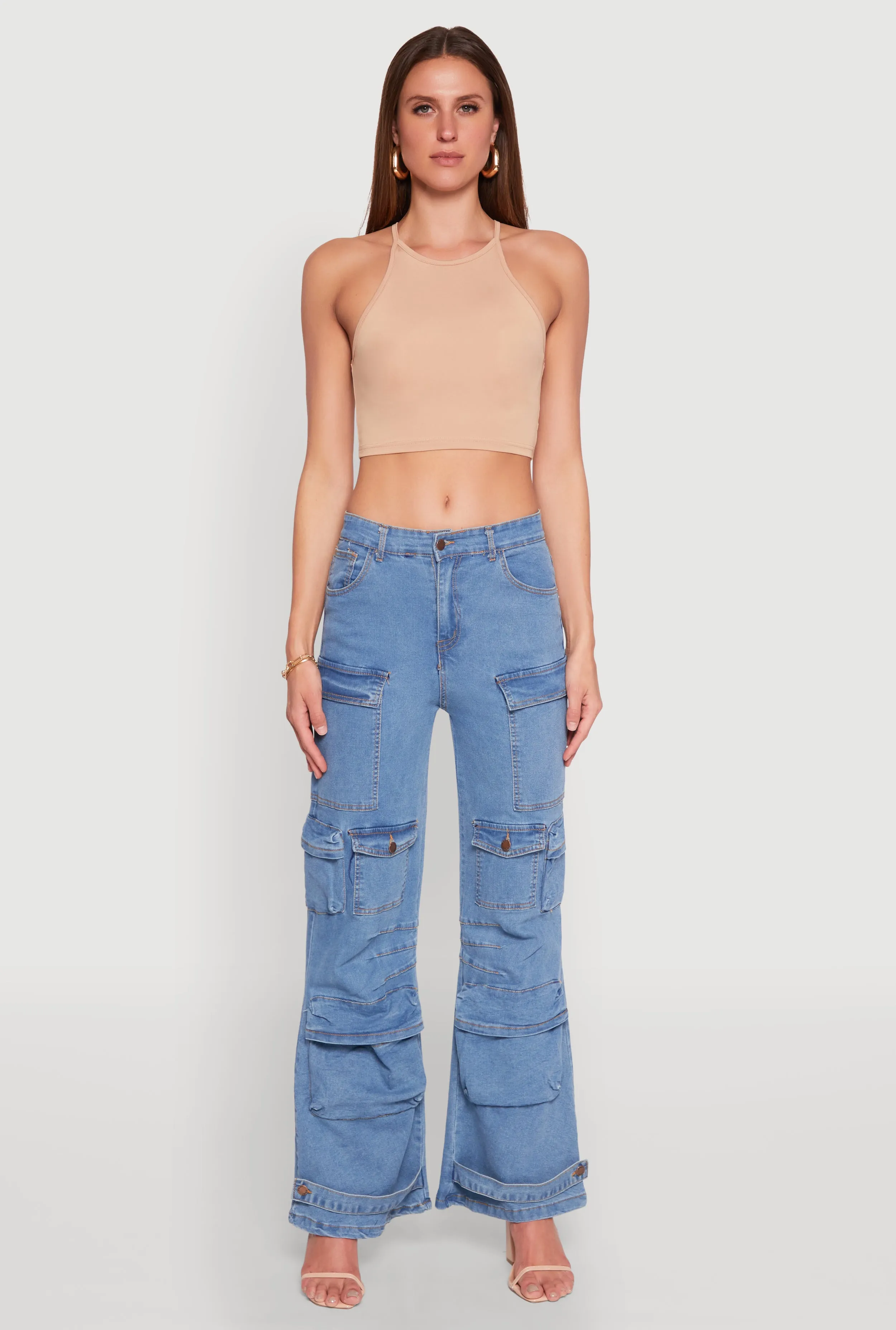 Daisy Cargo Pocket Flare Jeans Casual Edge