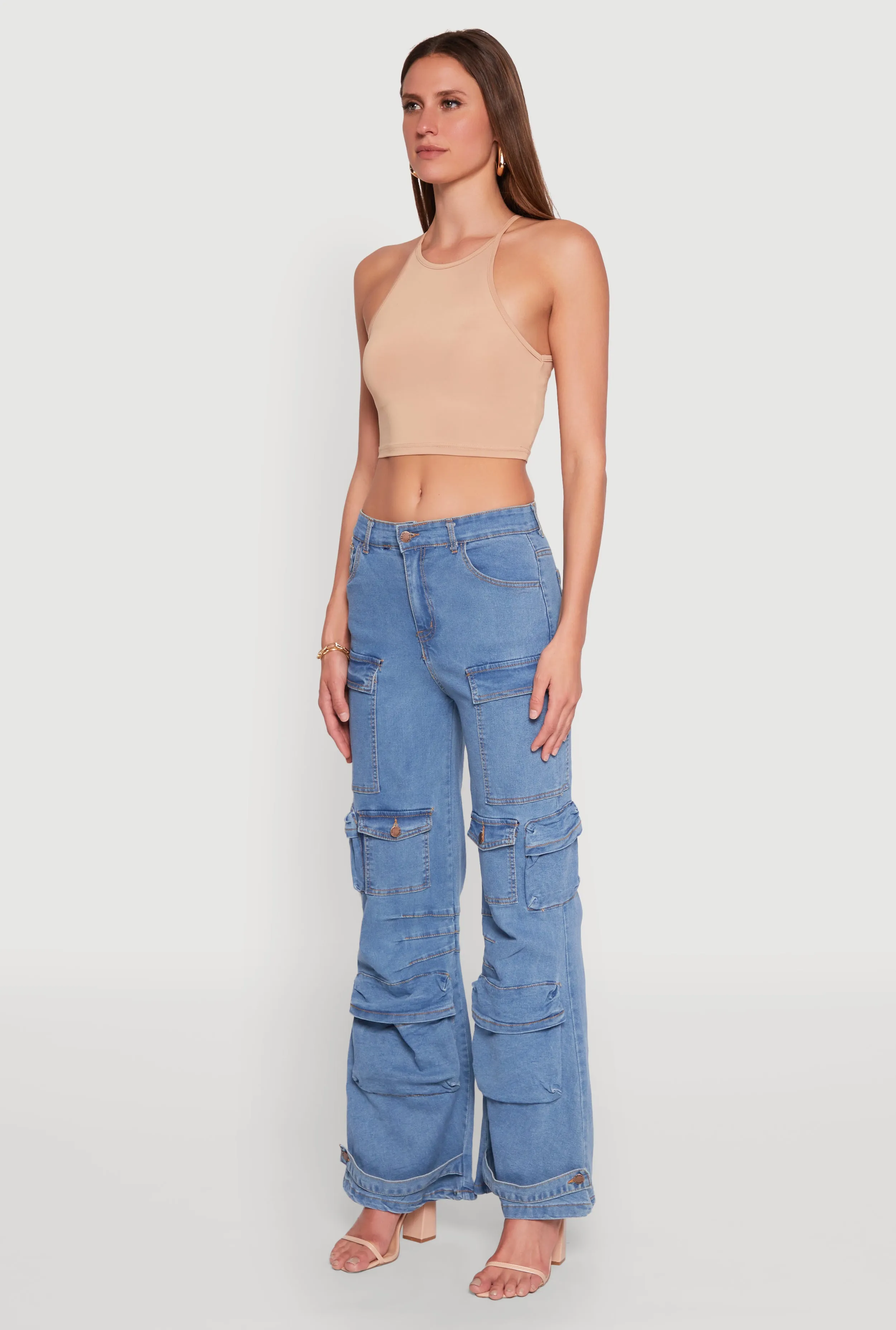 Daisy Cargo Pocket Flare Jeans Tapered Leg Profile Brunch Outfit Night Out
