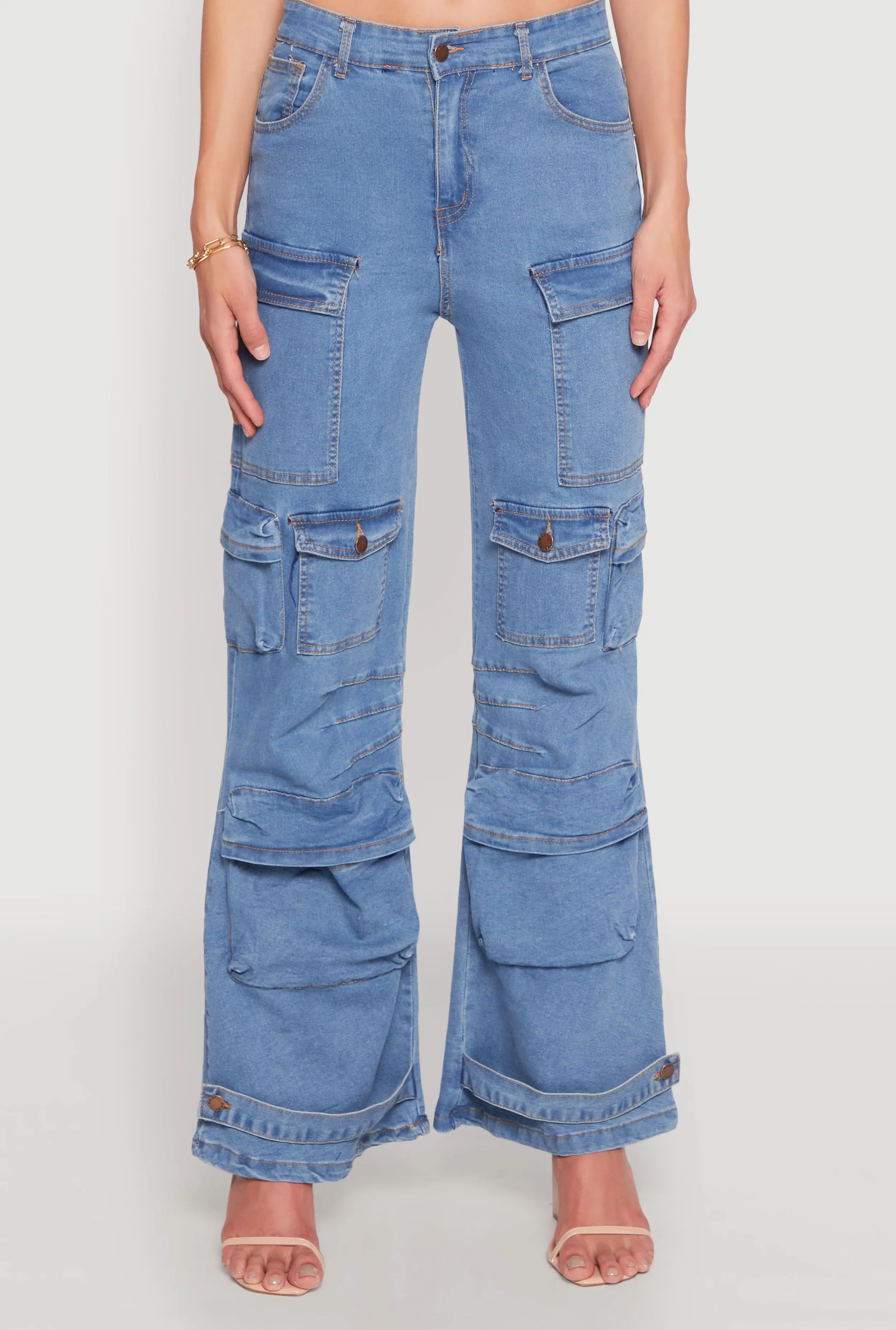 Lightweight Choice Daisy Cargo Pocket Flare Jeans