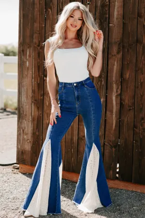 Joanna Saints & Hearts Lace Flare Jeans (Medium) Biodegradable Fiber