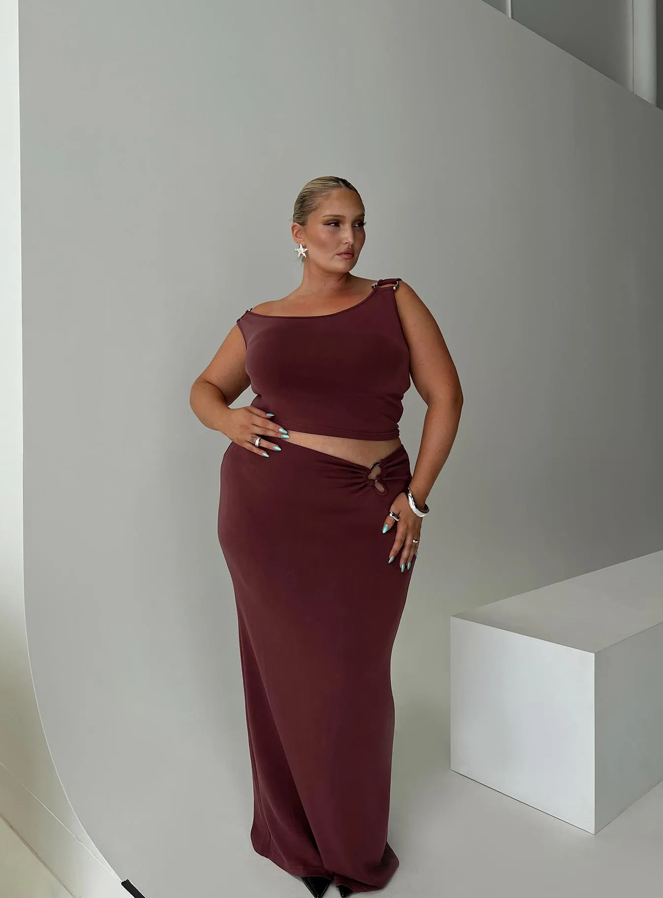 Everyday Line Crisp Fit Whiley Maxi Skirt Mauve Curve