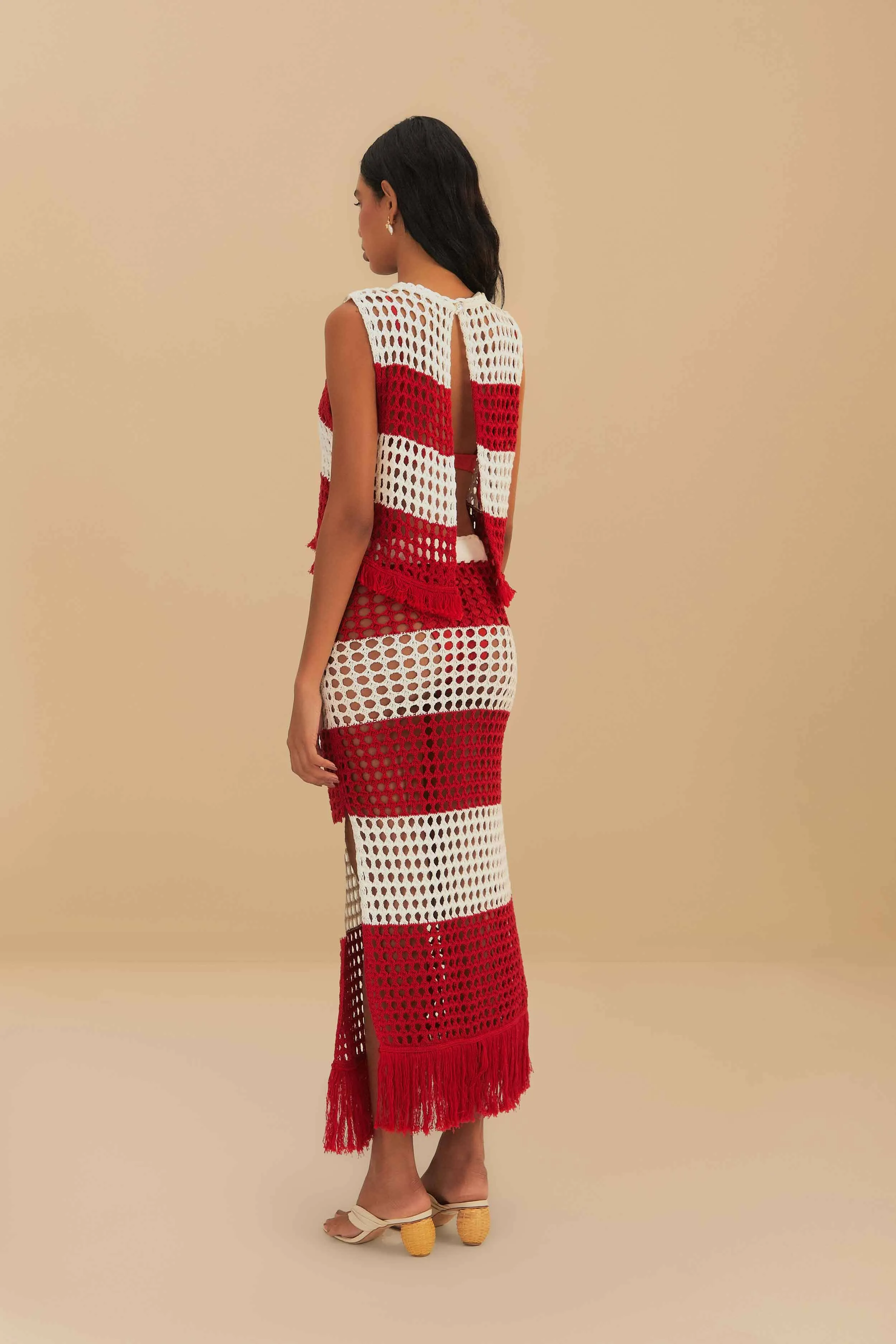 RED STRIPES CROCHET SKIRT Outfit Diary