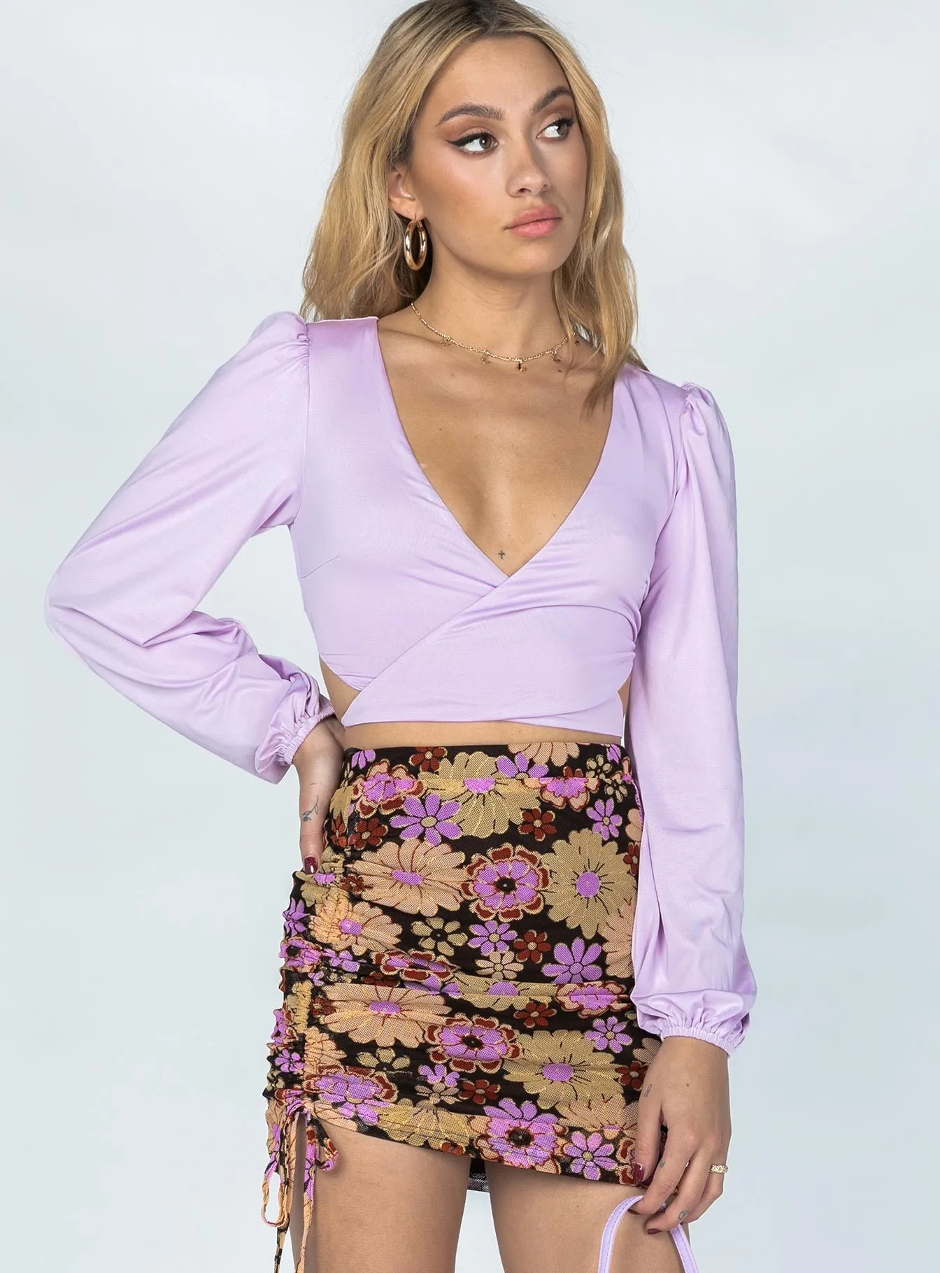 Rylan Mini Skirt Purple Office Appropriate Fringe Detail