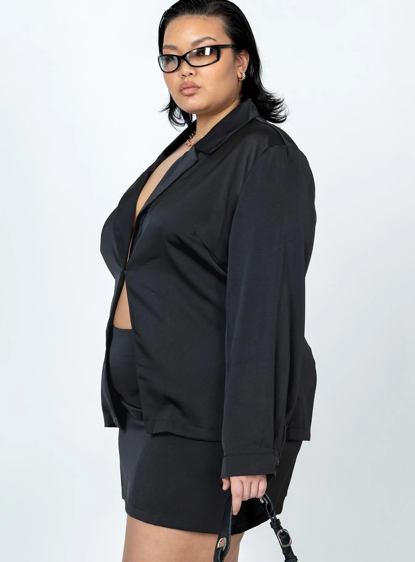 Sophisticated Casual Delicate Texture Eileen Set Black Curve