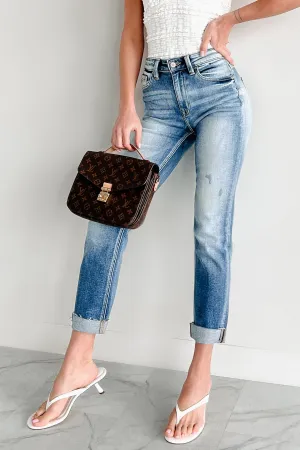 Sullivan High Rise Cuffed Slim Straight Kancan Jeans (Medium) Trend Setter Trendy Premium