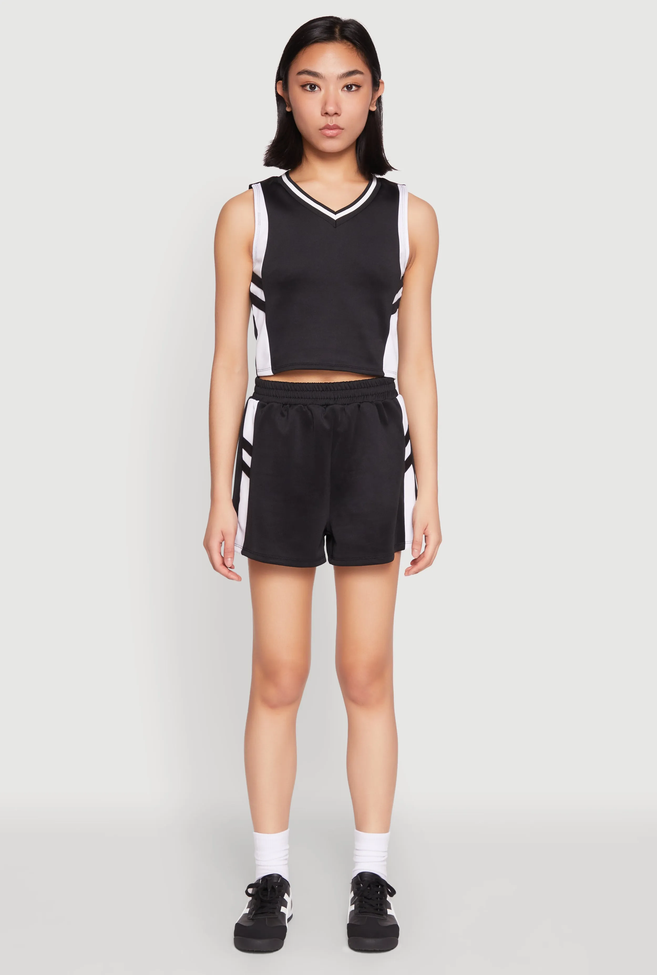 basic technology Varsity Stripe Contrast Trim Cropped Tank Top