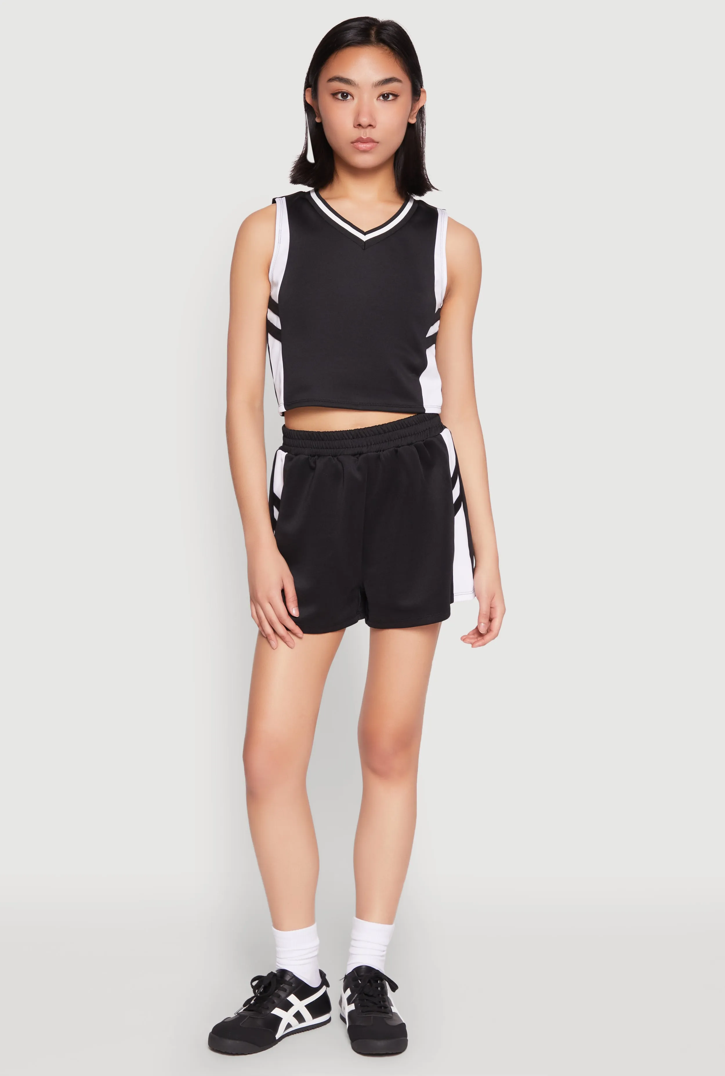 Gusseted Underarms special forces Varsity Stripe Contrast Trim Cropped Tank Top