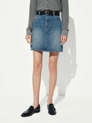 perforated design A-Line Denim Mini Skirt