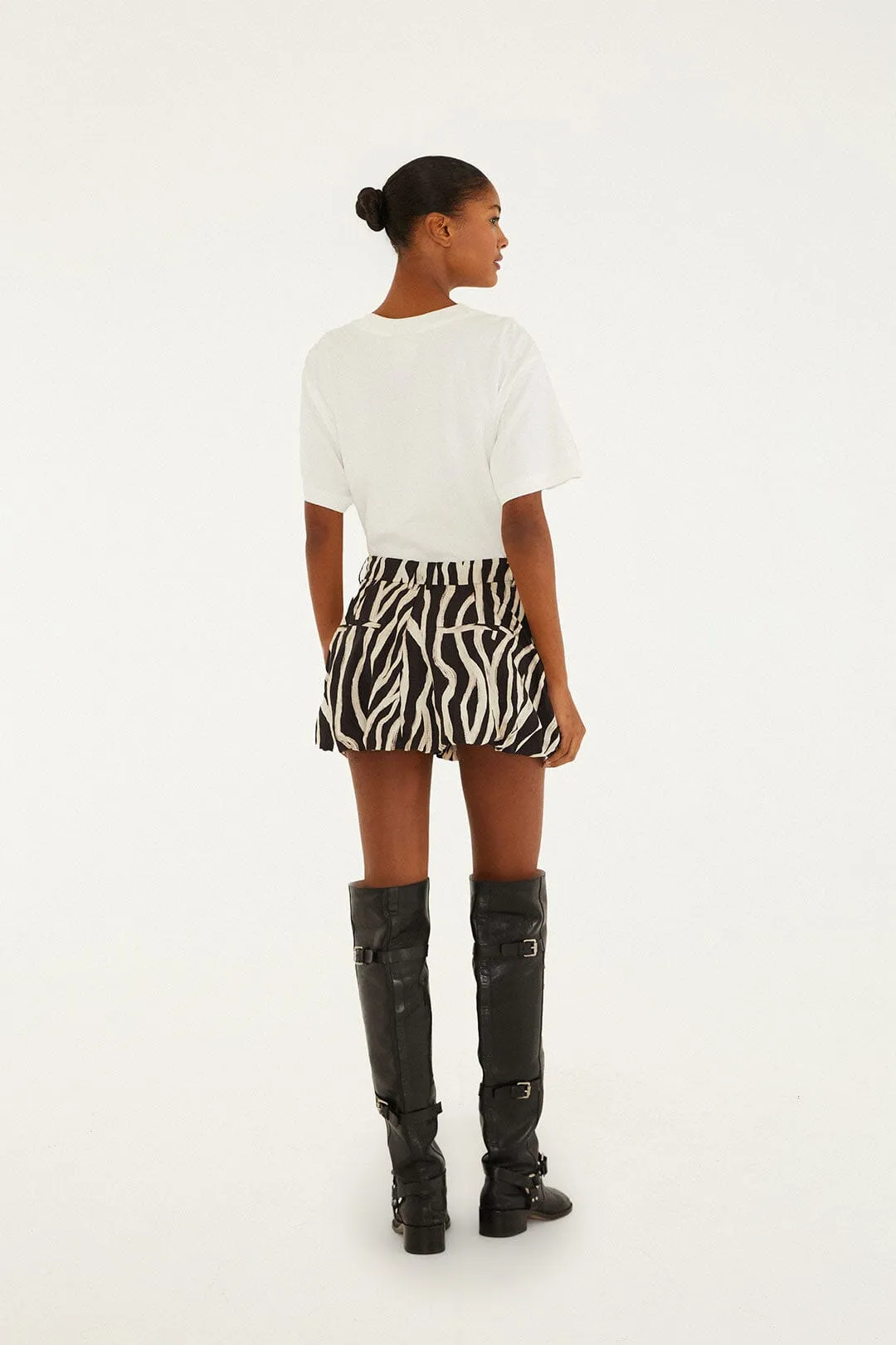Black Tropical Zebra Organic Cotton Mini Skirt Trendy Mood
