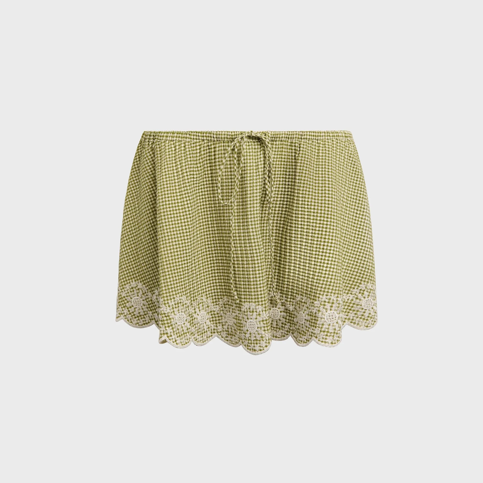 GUIZIO Maelle Gingham Mini Skirt - Green Breezy Style