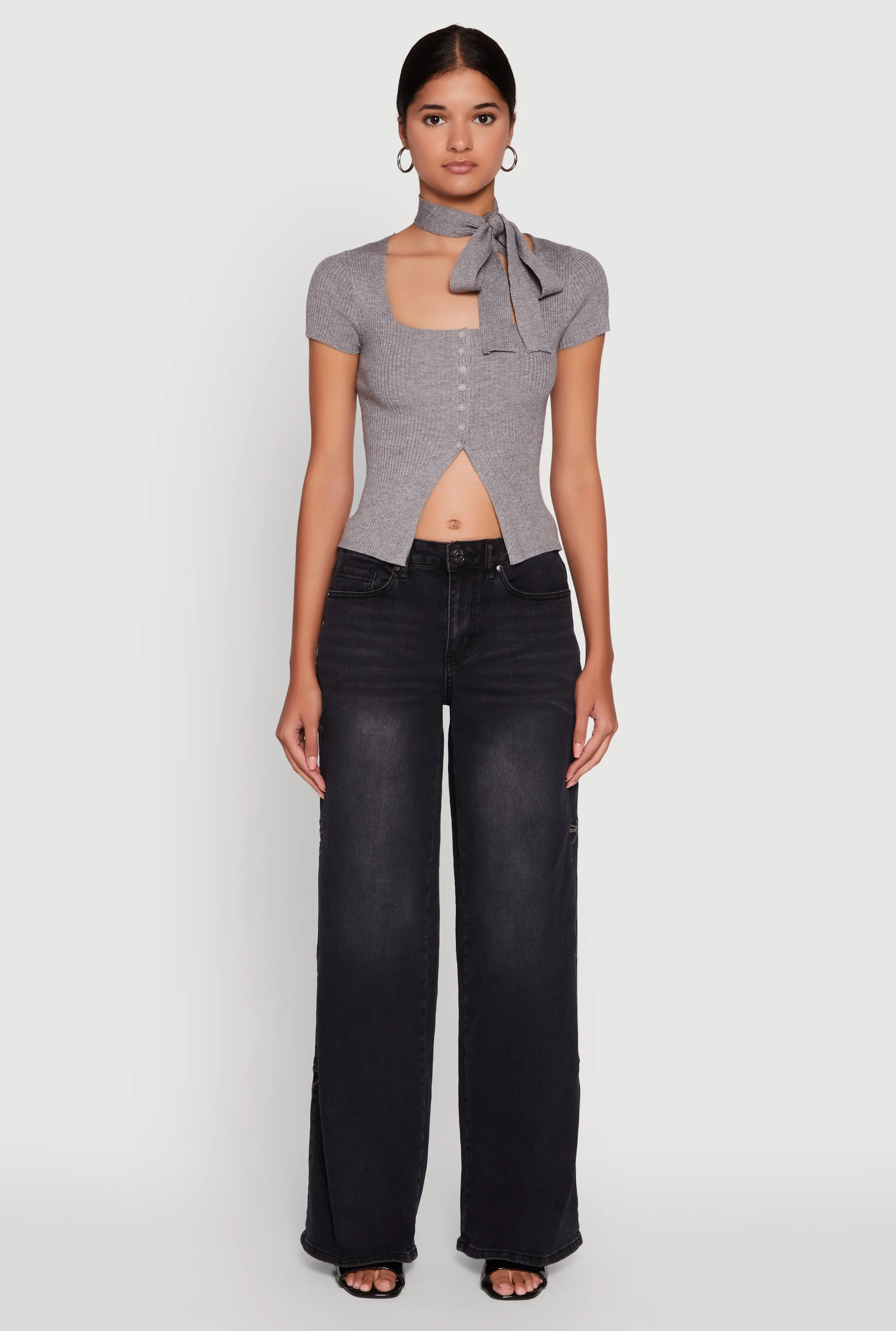 Anti Pilling Technology Trend Setter Sunny Vibes Madden Girl Mineral Wash Embroidered Bow Side Jeans