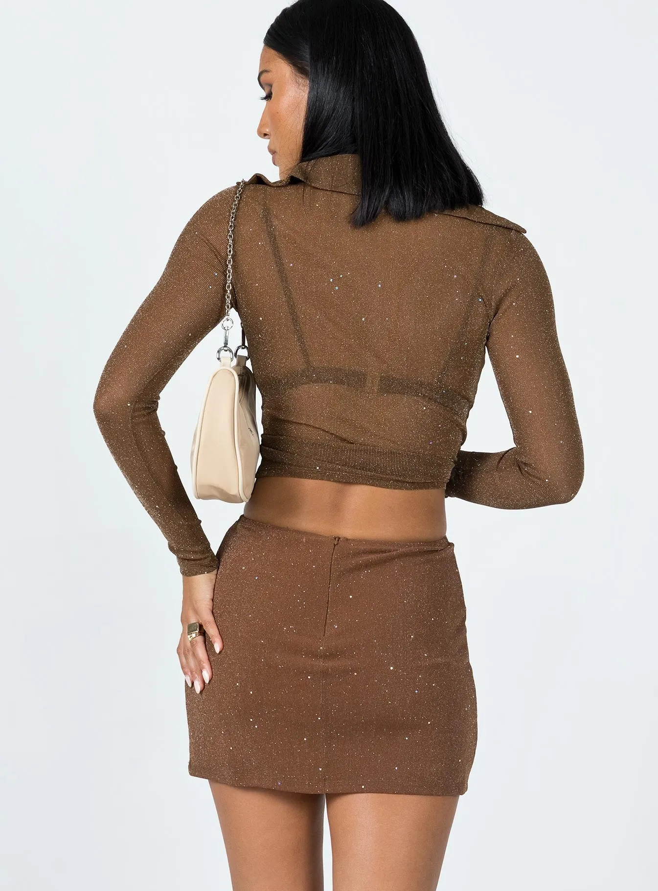 Street Ready Daily Mood Selby Mini Skirt Brown Glitter
