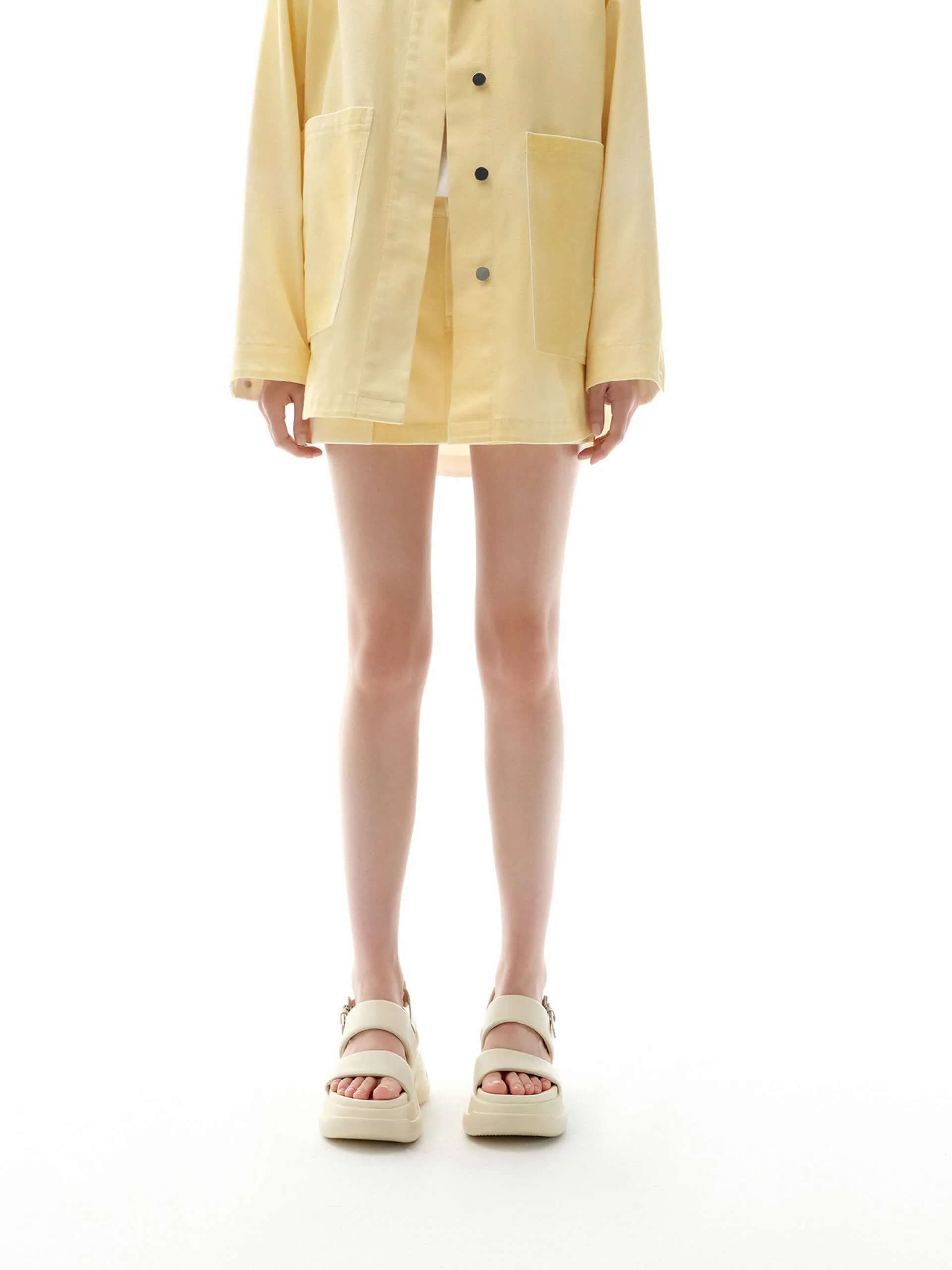 Stretch Waist Weekend Ready Front Pocket Cotton Skirt
