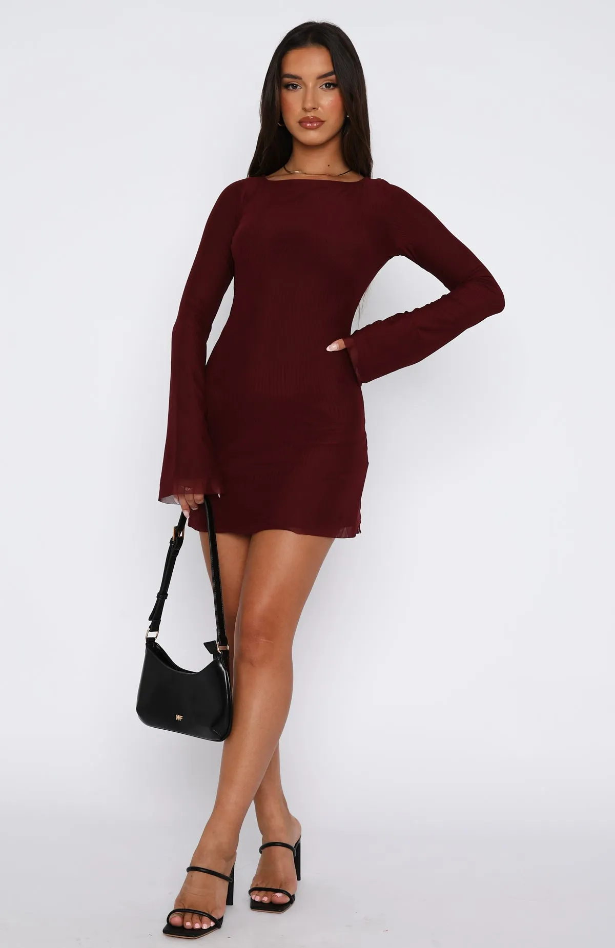 Sharp Edge Excuse Me Miss Long Sleeve Mini Dress Wine