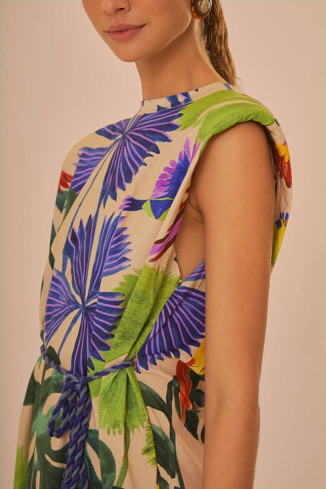 Relax Mode Sheer Fit Sand Macaw Jungle Organic Cotton T-Shirt Dress