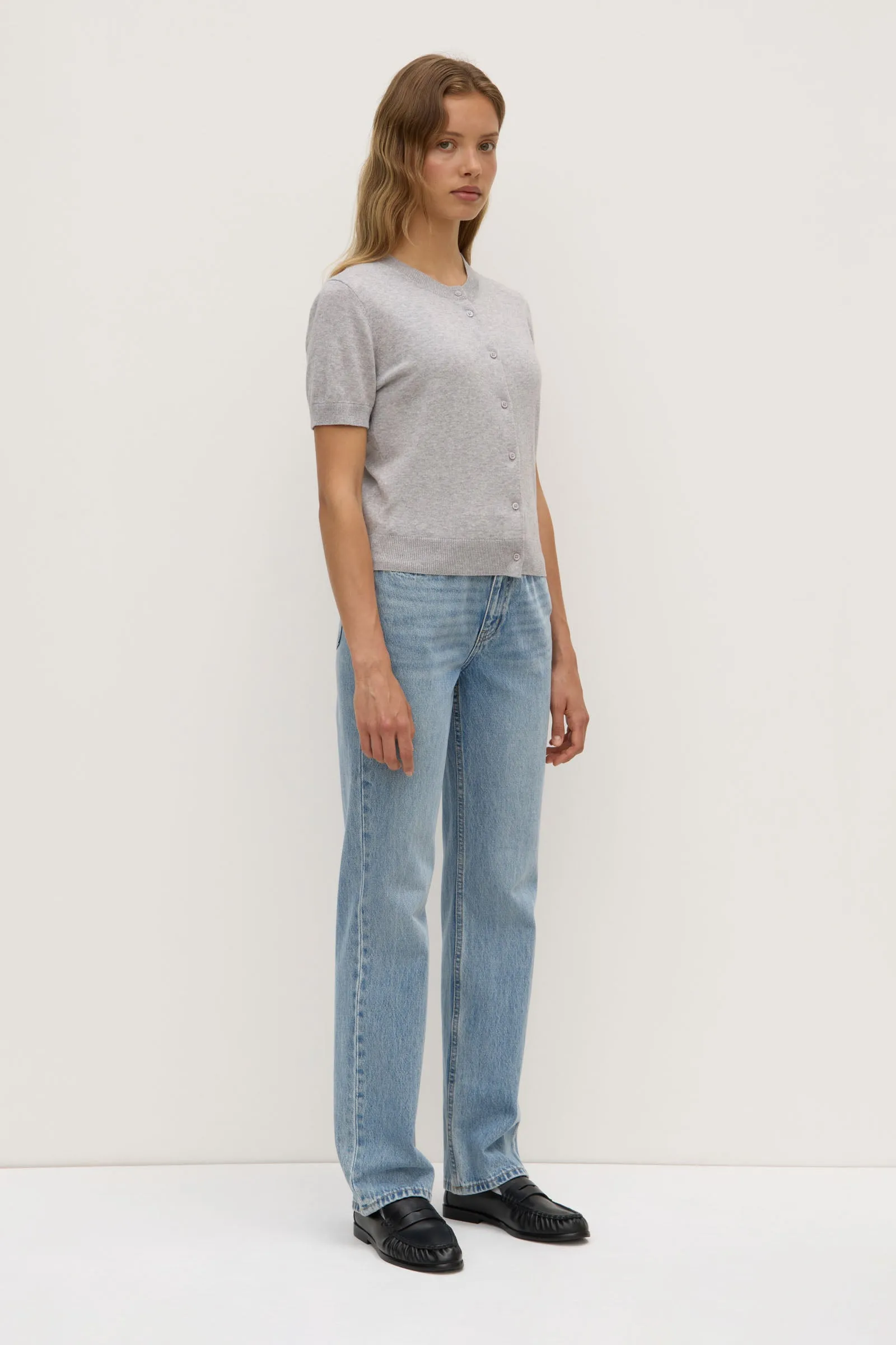 Semra Cotton Cashmere Short Sleeve Cardigan FlexSeamTechnology